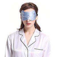LilySilk 100% Pure Silk Filled Sleep Eye Mask with Cat Pattern Cute Luxury Embroidery Natural Light Blue