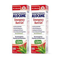 Alocane® Emergency Burn Gel, 4% Lidocaine Max Strength Fast Pain Itch Relief for Minor Burns, Sunburn, Kitchen, Radiation, Chemical, First Degree Burns, First Aid Treatment Burn Care 2.5 Fl Oz, 2 Pack