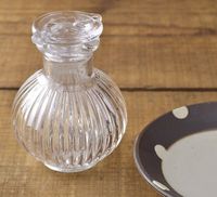 Yamani Pottery Chrysanthemum Type Japanese Old Fashion Hand Made Glass Soy Sauce Bottle Clear 2413042 from Japan