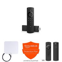 Fire TV Stick 4K + AmazonBasics HD Antenna + Protection Plan + Mission Cable Remote Cover (Black)