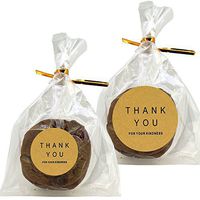 Flat Cellophane Bags with "Thank You" Round Sticker for Gift Packaging, Pack of 40 (10x15cm, Brown)