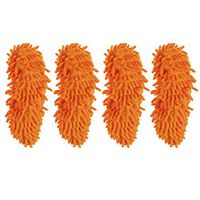 Yardwe 4PCS Dust Mop Slippers Microfiber Floor Cleaner Shoe Covers Duster House Cleaning for Kitchen Bathroom Office (Orange)
