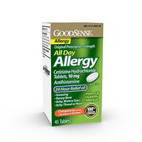 Goodsense All Day Allergy, Cetirizine Hcl Tablets 10 Mg, Antihistamine for Allergy Relief, 45 Count