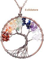 E-clickstore Seven Chakra Natural Healing Gemstone Crystal Pendant Amethyst Rose Crystal Necklace Gemstone Colorful Bronze Chain Necklace Chakra Jewelry for Women Men