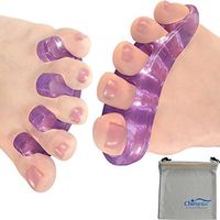 Chiroplax Gel Toe Separators Stretchers (2 Pairs+ 1 Pouch) Toe Spacer Spreader for Bunion Relief, Hammer Toes, Toe Straightener (Lavender)