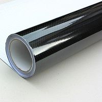 DIYAH High Gloss 6D Black Carbon Fiber Vinyl Wrap Sticker with Air Realease Bubble Free Anti-Wrinkle (96" X 60" / 8FT X 5FT)
