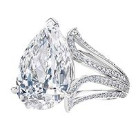 Slendima Fashion Rhinestone Waterdrop Ring Women Party Club Flower Shape Jewelry Gift White US 10