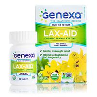 Genexa Lax-Aid for Adults | Effective Overnight Laxative | Certified Organic | Free of Talc (50 Tablets)
