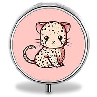 Custom Pill Case, Lovely Cat Round Compact 3 Metal Portable Pill Container for Daily Use
