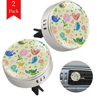 Hand-Painted Bird Blue Heart Pink Car Aromatherapy Essential Oil Diffuser Crystal Glass Air Freshener Vent Clip Locket with 4 Refill Pads Silver metal Car Diffuser for Aromatherapy 34mm