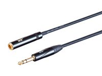 Monoprice 1/4in TRS Female Connector to 1/4in TRS Male Connector - 1 Feet - Black, Heavy Gauge 24AWG On Tour Extension Cables, Gold Plated Connectors - Stage Right Series