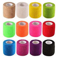 Chi yue Self-Adhesive Elastic Wrap Bandage Tape(2 Inches x 5 Yards, Pack of 12) (Assorted Color)