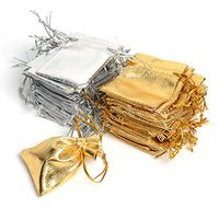 Wuligirl 100 PCS Drawstring Satin Bags 3.54 by 4.72 inches Jewelry Wedding Party Lavender Sachets Soaps Marbles Coins Pouches Bag (100 pcs Mix Gold Silver)
