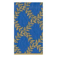 Caspari Acanthus Trellis Paper Guest Towel Napkins in Blue, Two Packs of 15