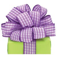 Gingham Purple Satin Wired Ribbon #9 1.5" X 20 Yds