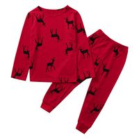 XGao Christmas Pajamas, 2Pcs Pajamas Set Christmas Children Kids Cartoon Deer Top+Pants Xmas Family Clothes Outfit Boys Girls for 1 to 12 Years Old (140(for 11-12 Years), Red (for Kids))