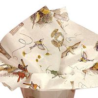 Red Bird Berries On Kraft Brown Art DIY Crafts Tissue Paper for Gift Wrapping 20"X30" 5 Sheets