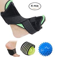 Plantar Fasciitis Night Splint Foot Orthotic Supports Kits - Adjustable Elastic Strap Plantar Fasciitis Braces + Spiky Massage Ball + Arch Supports (2 PCS) for Relieve Planter Fascitis Pain Green