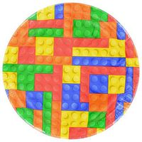 DS001 3pk Birthday Party Building Blocks Paper Party Plates, 7 in, 20-ct. Packs