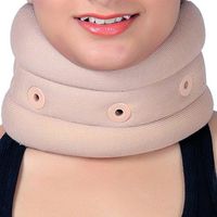 HealthGoodsIn - Adjustable Soft Eyelet Cervical Collar | Neck Brace | for Neck Support | Vertebrae Support | Relives Pain | Reduces Pressure from The Spine (Large Size)