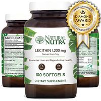 Natural Nutra Soy Lecithin Dietary Supplement from Soybean Oil, Non GMO, High Potency, 1200 mg, 100 Softgels