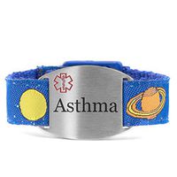 StickyJ USA Pre-Engraved Asthma Medical Bracelet with Space Mission Strap