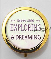 BlackKey Never Stop Exploring & Dreaming 3-Compartment Decorative Pocket Gift Box Case Organizer for Pill, Color 2 -927