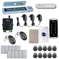 Visionis FPC-5606 One Door Access Control Outswinging Door 600lbs Maglock with VIS-3003 Slim Outdoor IP68 Keypad/Reader EM Mifare Compatible no software 2000 Users Wireless Receiver with PIR Kit