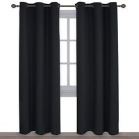 NICETOWN Autumn/Winter Thermal Insulated Solid Grommet Blackout Curtains/Drapes for Living Room (Set of 2, 42 inches by 84 Inch, Black)