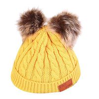 Lataw Unisex Hats for Men and Women Fashion Winter Knit Thicken Warm Hat Ear with Hairball Outdoor Travel Sport Windproof Cute Cap