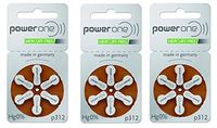 Hearing Aid Battery Powerone Size 312 60 Batteries No Mercury, 3 Pack