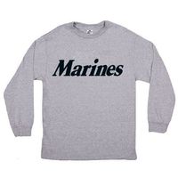 Fox Outdoor Products Marines Black Imprint Long Sleeve Imprinted T-Shirt, Heather Grey, X-Large