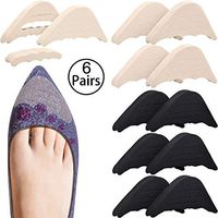 6 Pairs Toe Filler Inserts, Adjustable Shoe Filler, Unisex Toe Plug, Reusable Shoe Inserts to Make Big Shoes Fit for Pumps Flats Boots Sneakers (Black and Beige)