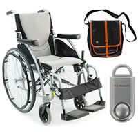 Karman S-Ergo 115 Ultra Lightweight Ergonomic Wheelchair | Seat Size 18" X 17" | Swing Away Footrest | Fixed Wheels in Silver & Free 130 dB Silver Safety Alarm!