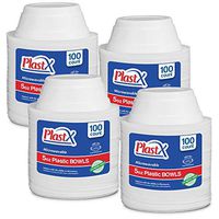 400 Count, PlastX Disposable 5oz White Plastic Dinnerware Dessert Bowls, Microwavable, Great For Home, Office, Wedding, Parties, or Everyday Use, 4 Packs