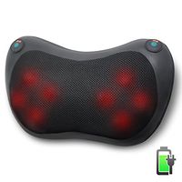 HOMCA Cordless Shiatsu Back Shoulder Massager, Deep Kneading Massage Pillow with Heat 3 Adjustable Speed Modes for Back,Neck,Shoulder,Waist,Muscle Pain Relieve in Car Home and Office