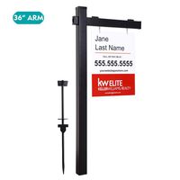 kdgarden Vinyl PVC Black Real Estate Sign Post with Flat Cap 6ft. (4"x 4"x 72") Realtor Yard Sign Post for Open House and Home for Sale, 36" Arm Holds Up to 24" Sign(No Sign)