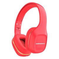 Bluetooth Headphones Over Ear, WONWAKU Hi-Fi Stereo Wireless Headset Headphone Foldable Soft Comfortable Wireless Headphones with Mic for Cell Phone/PC/TV (Red)
