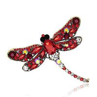Rhinestones Dragonfly Brooch Pin Animal Brooch Austria Crystal Collar Pin Daily Fashion Novelty Beauty Girls Girl Cheap Design Womans Accesories | color - red