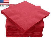 Amcrate Big Party Pack 125 Count Red Beverage Napkins - Ideal for Wedding, Party, Birthday, Dinner, Lunch, Cocktails. (5” x 5”)