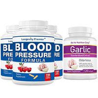 (Bonus Pack) Longevity Blood Pressure Formula 150 caps x 3 Bottles with 1 Free Bottle of Garlic Extract [120 softgels]