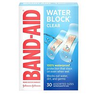 Band-Aid Brand Water Block Plus Adhesive Bandages, Waterproof in Assorted Sizes, 30 Count