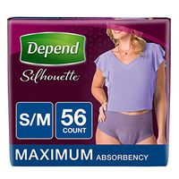 Depend Silhouette Incontinence Underwear for Women, Maximum Absorbency, Disposable, S/M, Purple, 56 Count