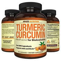 Turmeric Curcumin with BioPerine 1300MG with Black Pepper - Joint Support Nutritional Supplements - 100% Herbal Tumeric Root Capsules - Arazo Nutrition