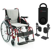 S-Ergo 125 Ergonomic Wheelchair | Seat Size 18" X 17" | Flip-Back Armrest | Upgraded to Elevating Legrests | Frame Color Red & Free 130 dB Black Personal Safety Alarm/Siren!