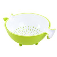 CHICHIC 2 in 1 Kitchen Strainer/Colander Bowl Sets, Large Plastic Washing Bowl and Strainer, Detachable Colanders Strainers Set, Space Saver for Fruits Vegetable Cleaning Washing Mixing, Green