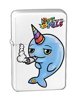 Hat Shark Pot Smoking Pals Narwhal Vector KGM Thunderbird Vintage Lighter - White Matte Finish