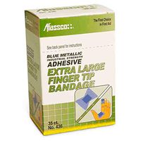 Afassco 436 XL Blue Metallic Adhesive Fingertip Bandages - 35 / BX