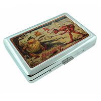 Perfection In Style Metal Silver Cigarette Case Vintage Halloween Design 009