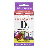 Webber Naturals Vitamin Liquid D3, 1000 IU, 25ml